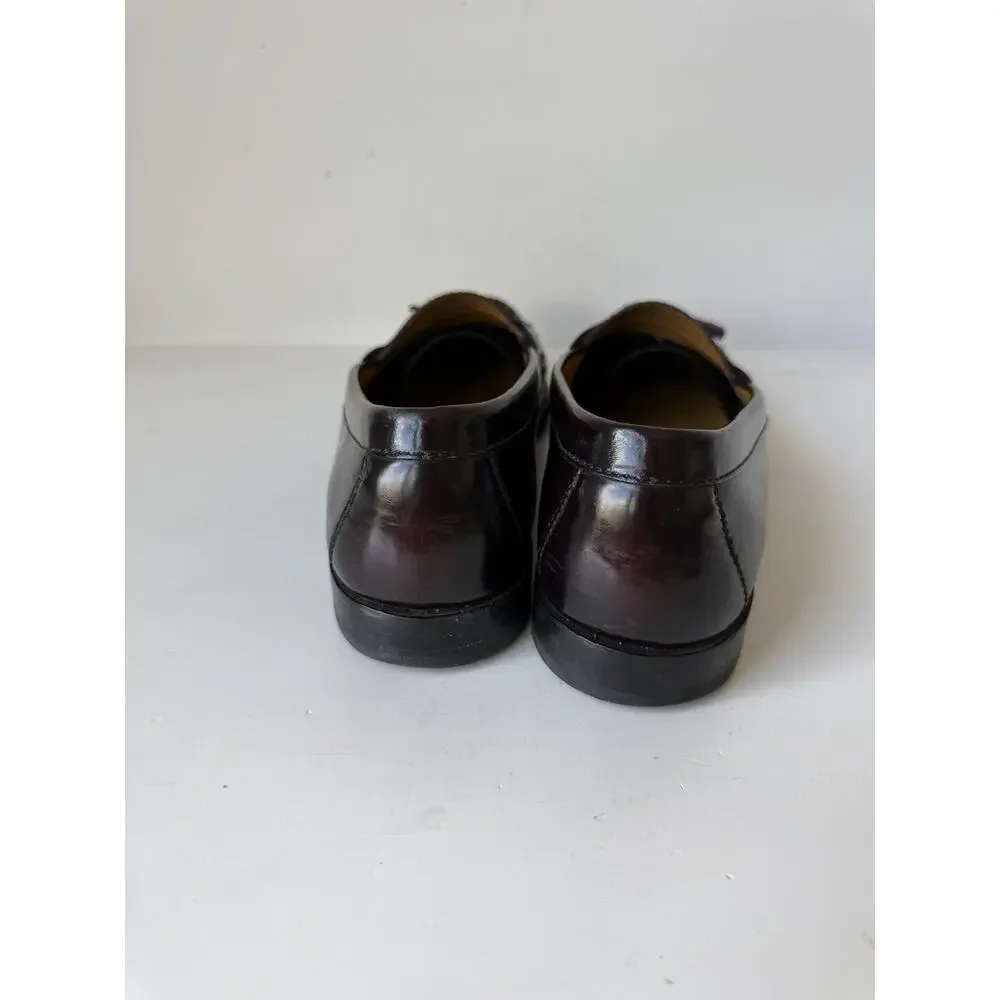 Cole Haan 03507 Burgundy Leather Pinch Tassel Dress Loafers Shoes Mens 10.5 D